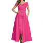 Formal Floor-Length Mother of the Bride Gown Satin Maxi Dress with Slit Off Shoulder