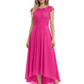Elegant Evening Gown Trending 2026 Styles with Cap Sleeves High-Low Skirt