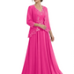 Plus Size A-line Chiffon 3/4 Sleeves Mother of the Brides Dresses Long Jacket Dress