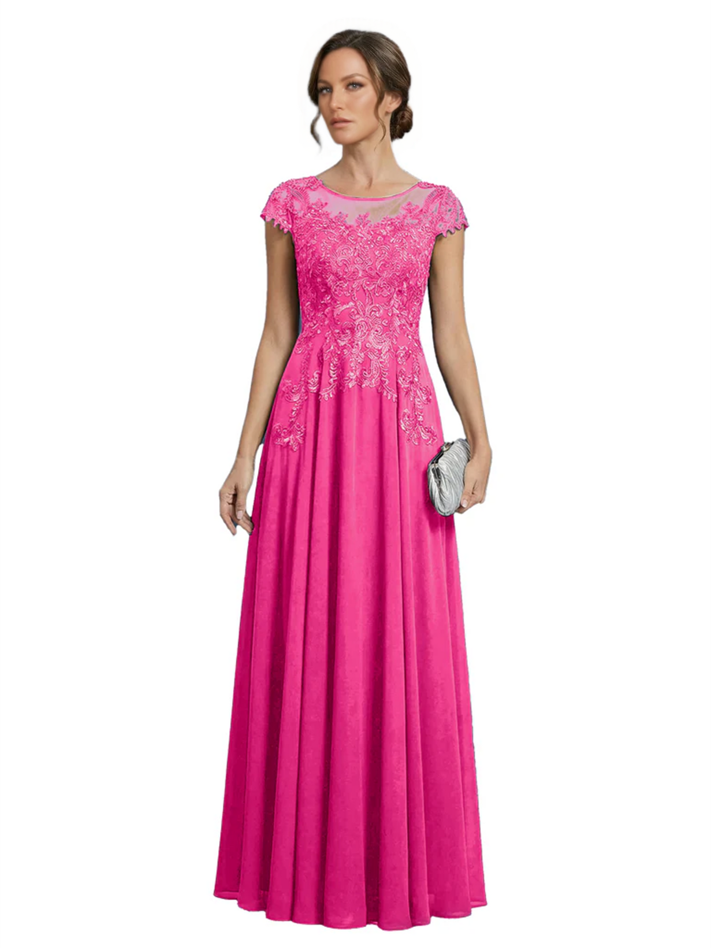 Chic Long A-Line Chiffon Mother of the Brides Dresses Sequin Mom Outfits For Wedding