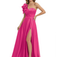 Elegant Mother of the Groom Dress A-Line Satin Formal Gown with High Slit Ruched Bodice