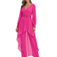Luxury Black Formal Trousers Set High-Low Chiffon Top with Sparkling Beaded Detail