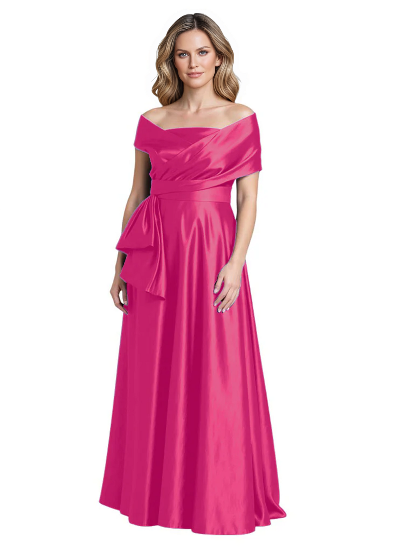 Formal Floor-Length Mother of the Bride Gown Sleeveless Satin Maxi Dress with Drape