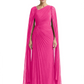 Elegant Asymmetric Neck Long A-Line Chiffon Mother of the Brides Dresses Mom Outfit with Cape