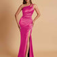 Sexy Soft Satin Mermaid One Shoulder Floor-Length Mermaid Bridesmaid Dresses