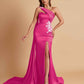 Elegant Soft Satin Sweetheart One Shoulder Side-Slit Mermaid Bridesmaid Dresses