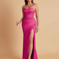 Sexy Strapless Soft Satin Side Slit Floor-Length Mermaid Bridesmaid Dresses