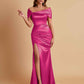 Elegant Soft Satin Off-the-shoulder Side-Slit Mermaid Bridesmaid Dresses