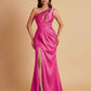 Sexy One Shoulder Soft Satin Side Slit Floor-Length Mermaid Bridesmaid Dresses