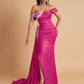 Elegant Soft Satin Mermaid Off Shoulder Floor-Length Mermaid Bridesmaid Dresses