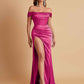 Sexy Off the Shoulder Soft Satin Side Slit Floor-Length Mermaid Bridesmaid Dresses