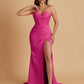 Elegant Soft Satin Mermaid V-neck Side Slit Floor-Length Bridesmaid Dresses Online