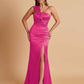 Elegant Soft Satin One Shoulder Strapless Side-Slit Mermaid Bridesmaid Dresses