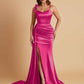 Elegant Soft Satin Mermaid Bowknot Floor-Length Mermaid Bridesmaid Dresses