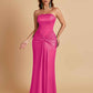 Sexy Soft Satin Mermaid Strapless Floor-Length Mermaid Bridesmaid Dresses