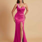 Gorgeous One Shoulder Soft Satin Side Slit Floor-Length Mermaid Bridesmaid Dresses