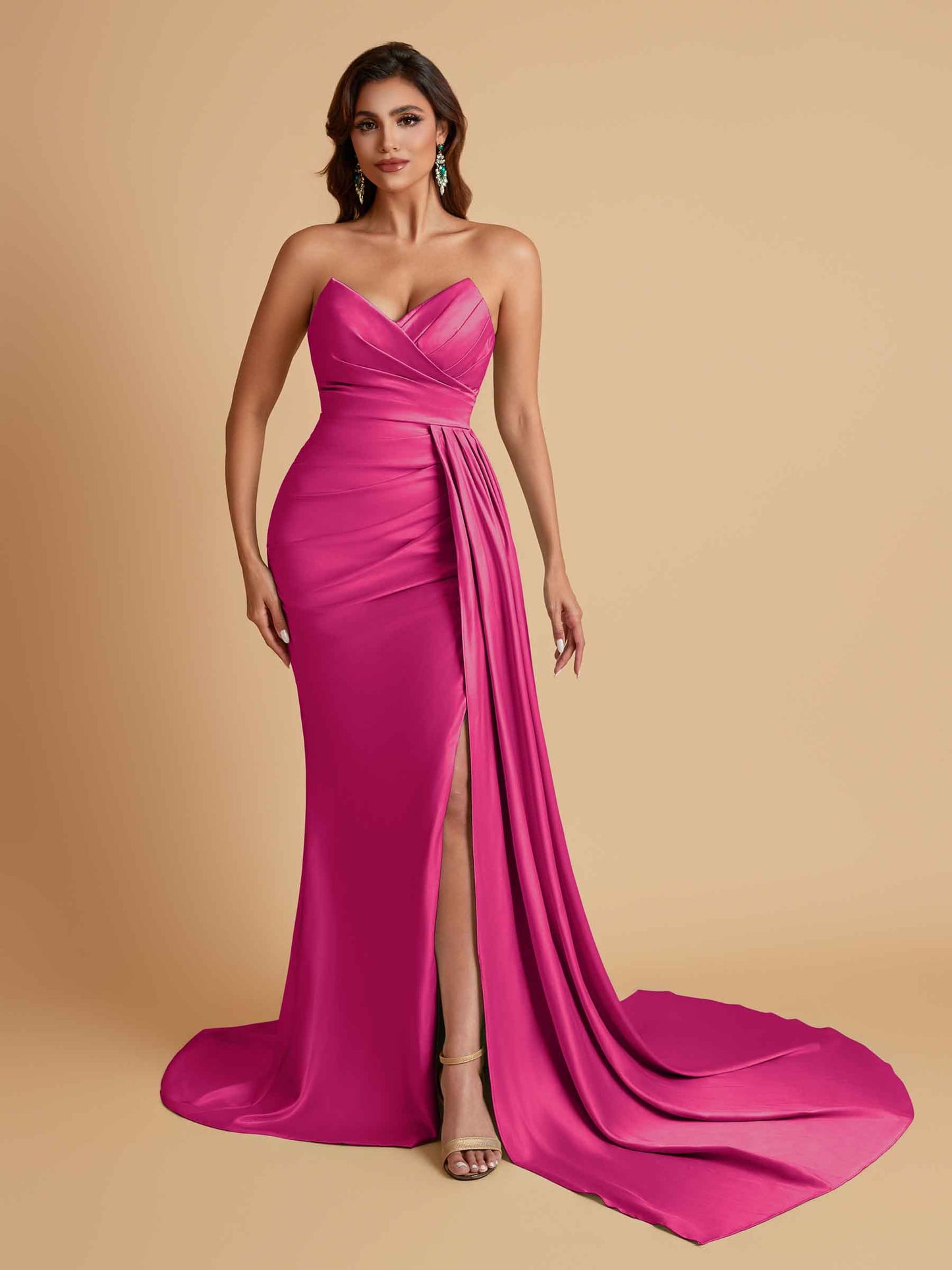 Sexy Soft Satin Mermaid V-neck Floor-Length Mermaid Bridesmaid Dresses