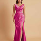 Elegant V Neck Soft Satin Side Slit Floor-Length Mermaid Bridesmaid Dresses