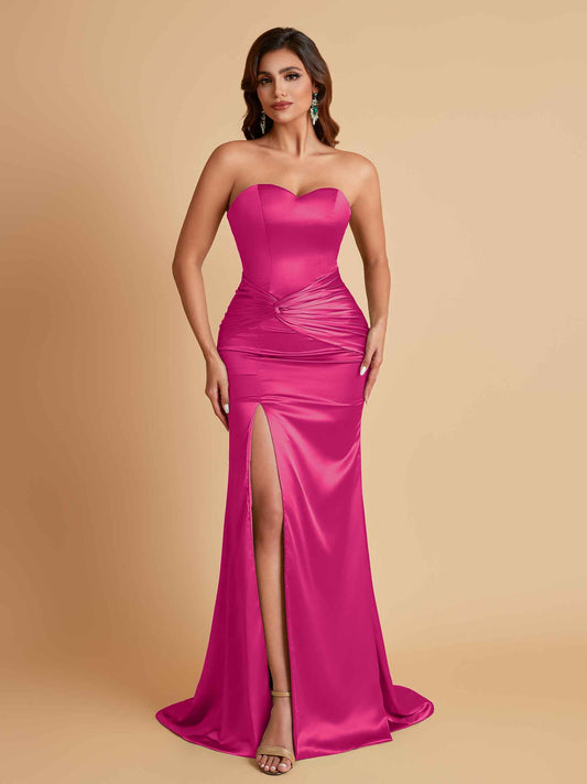 Sexy Soft Satin Mermaid Sweetheart Floor-Length Mermaid Bridesmaid Dresses