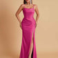 Gorgeous Spaghetti Straps Soft Satin Side Slit Floor-Length Mermaid Bridesmaid Dresses