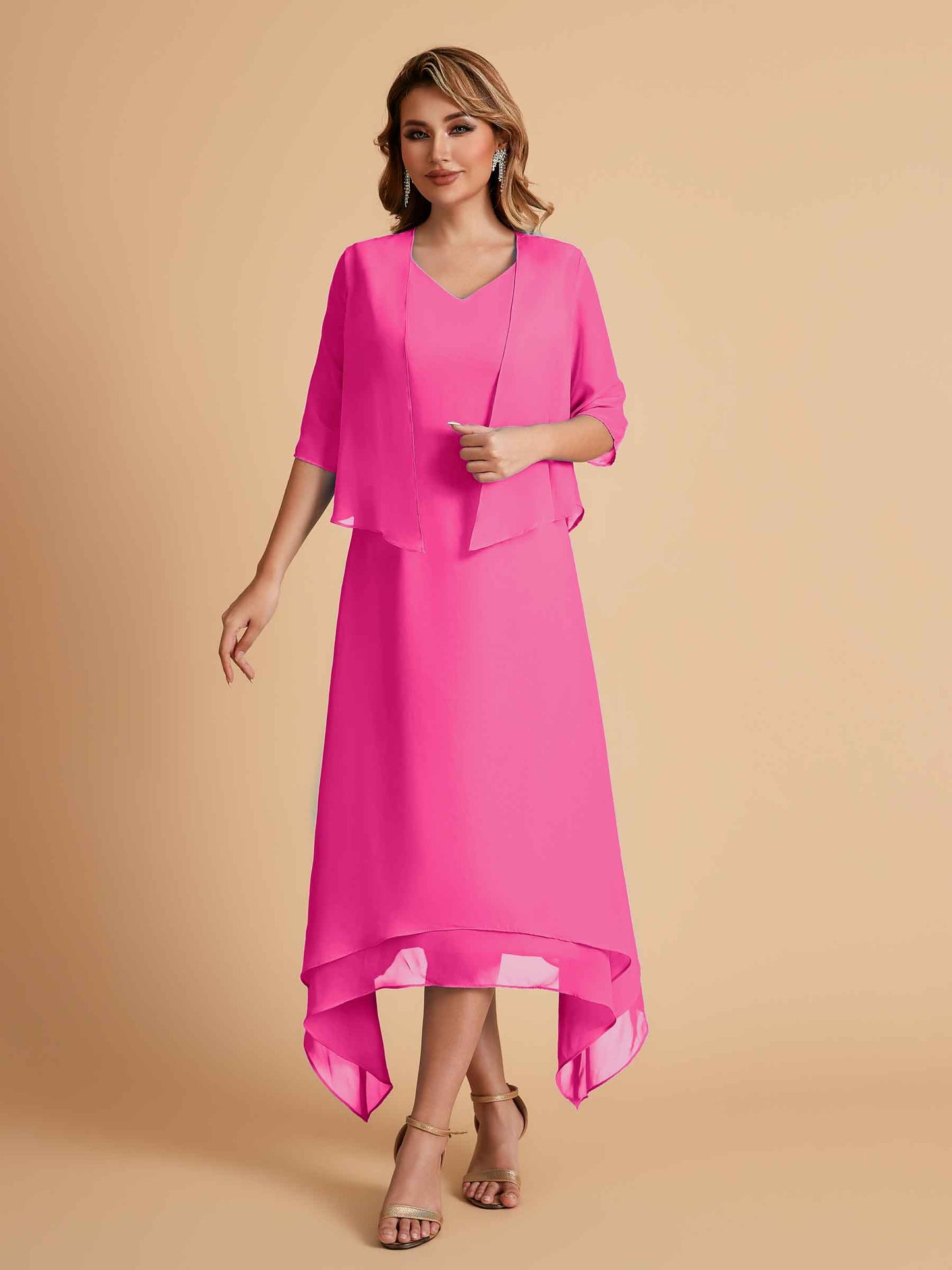Elegant A-line Chiffon Short Sleeves Mother of the Brides Dresses Online
