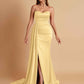 Elegant Soft Satin Sweetheart Strapless Side-Slit Mermaid Bridesmaid Dresses