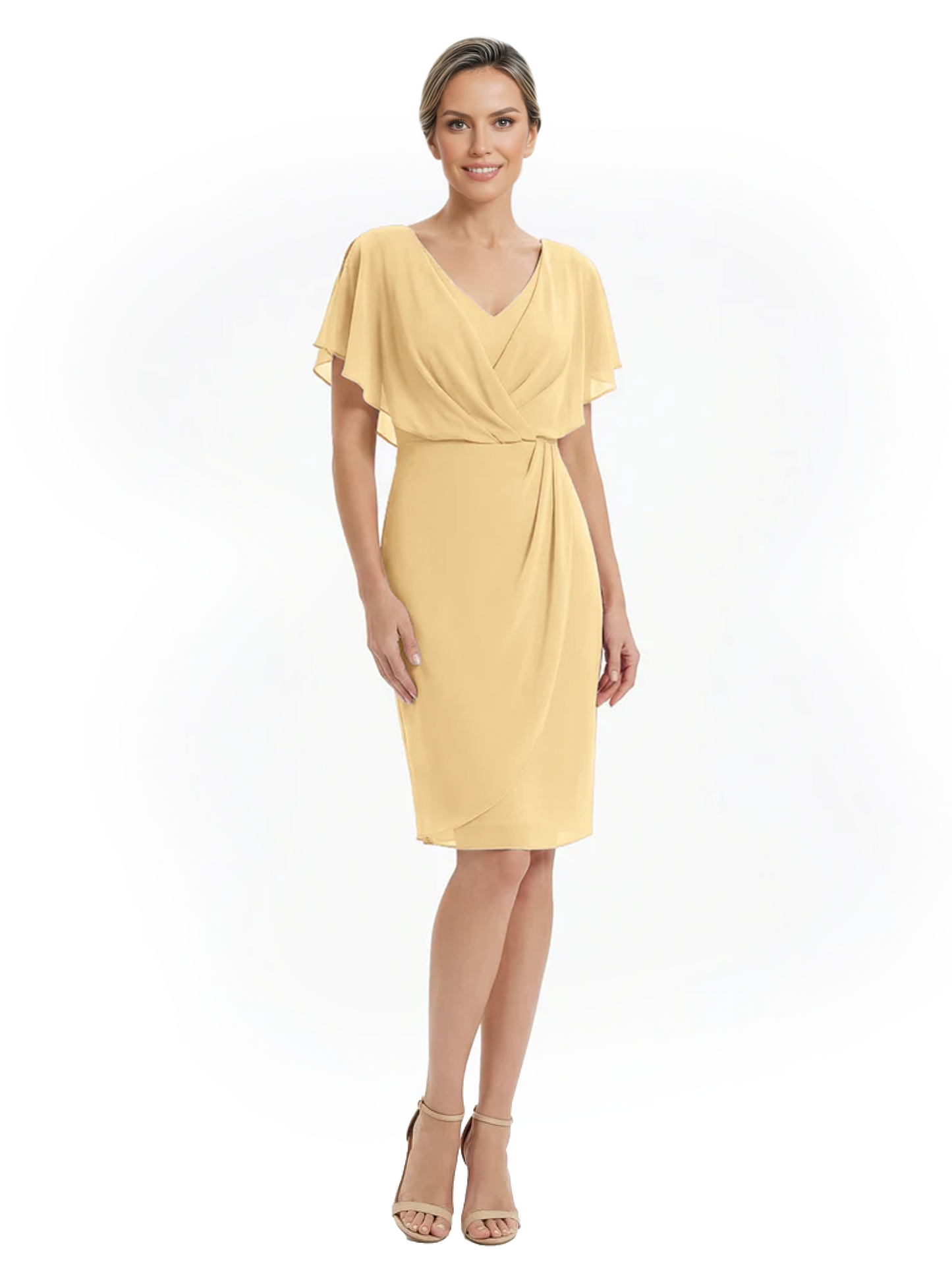 Chic Knee-Length Mother of Bride Formal Dress Slimming Chiffon Styles for Wedding Guest