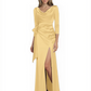 Elegant Evening Gowns Slit Trending Styles Satin Slit Formal Dress Cowl Neckline Gown Tie