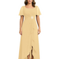 Formal High-Low Mother of the Bride Gown Sleeved Chiffon Maxi Dress Ruched Waist