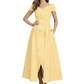 Formal Floor-Length Mother of the Bride Gown Satin Maxi Dress with Slit Off Shoulder