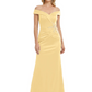 Off Shoulder Mother of the Bride Dress Beaded Waist Satin Gown Portrait Neckline