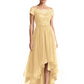Formal High-Low Mother of the Bride Gown Short Sleeve Lace Maxi Dress with Tiered Skirt