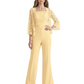 Mother of the Bride Jumpsuit with Lace Jacket 3/4 Sleeve Formal Pant Suit