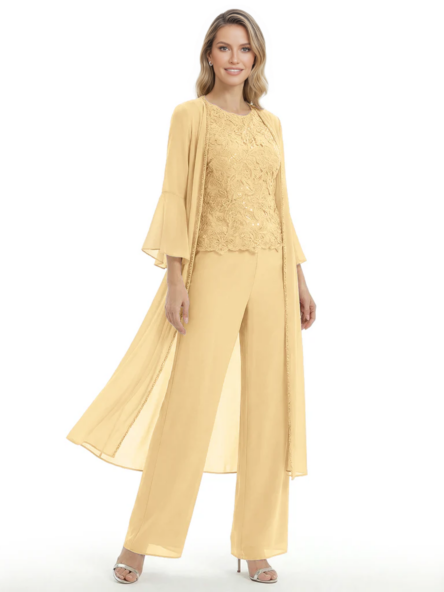 Elegant Pink 3-Piece Pant Set Trending 2026 Styles with Lace Wide-Leg Pants
