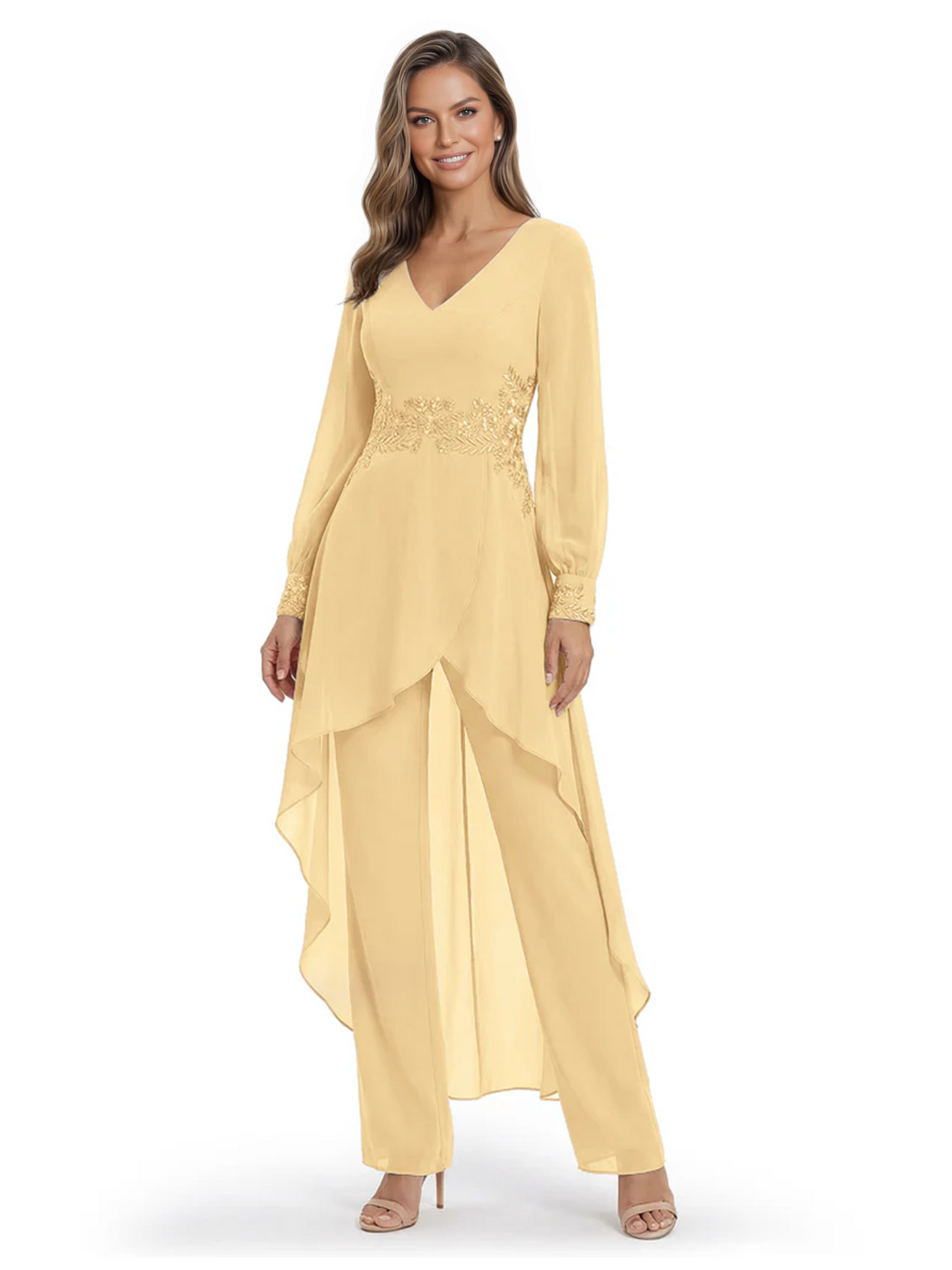 Luxury Black Formal Trousers Set High-Low Chiffon Top with Sparkling Beaded Detail