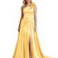 One Shoulder Sleeveless Mother of the Brides Dresses Floor Length Slit With Train