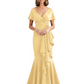Satin Mother of the Bride Dress with Cascading Ruffles and Mermaid Tail V-Neck