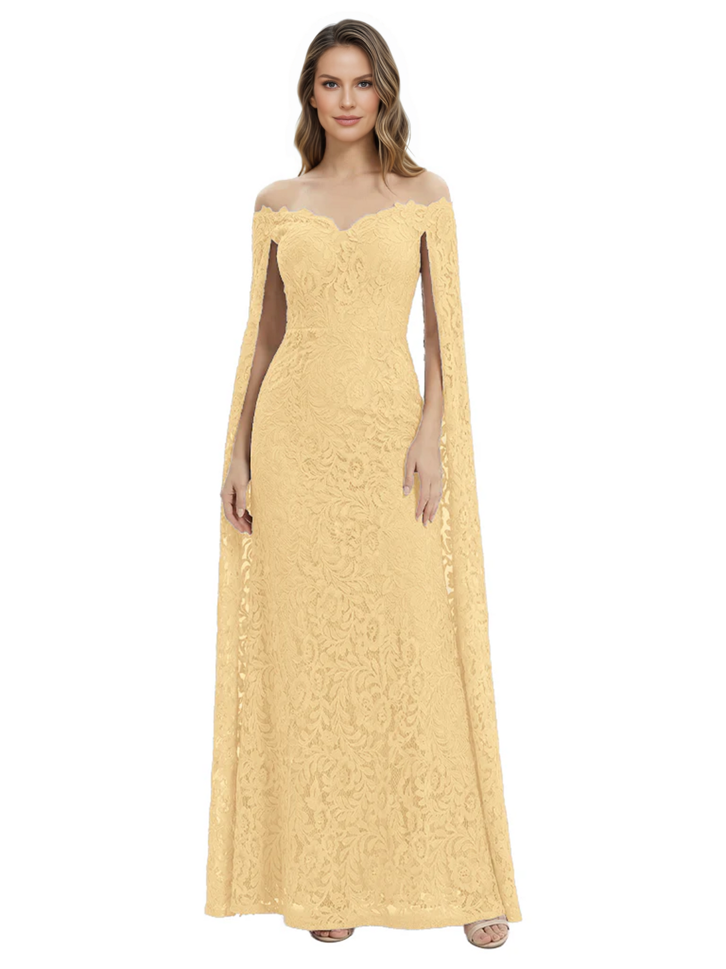 Elegant Mother of the Groom Gown Floral Lace Embroidered Formal Dress with Cape