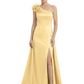 One Shoulder Mother of the Bride Dress with 3D Floral Detail Formal Dress A-Line Gowns with Slit