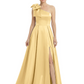 Luxury Bow Black Formal Dress One-Shoulder A-Line Gowns with Sexy Side Slit 2026