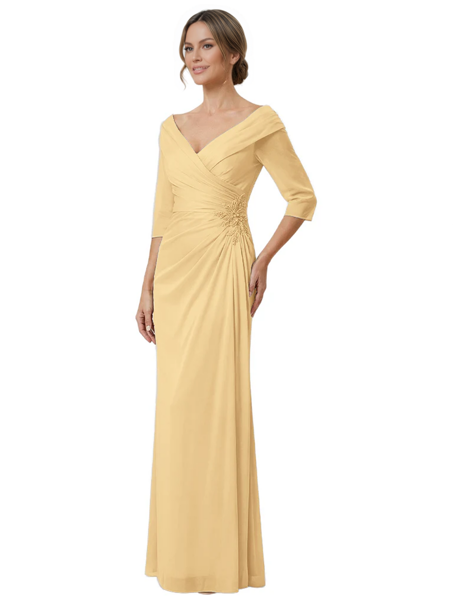 Elegant 3/4 Sleeve Mother of the Brides Dresses Mom Outfits Wedding Satin