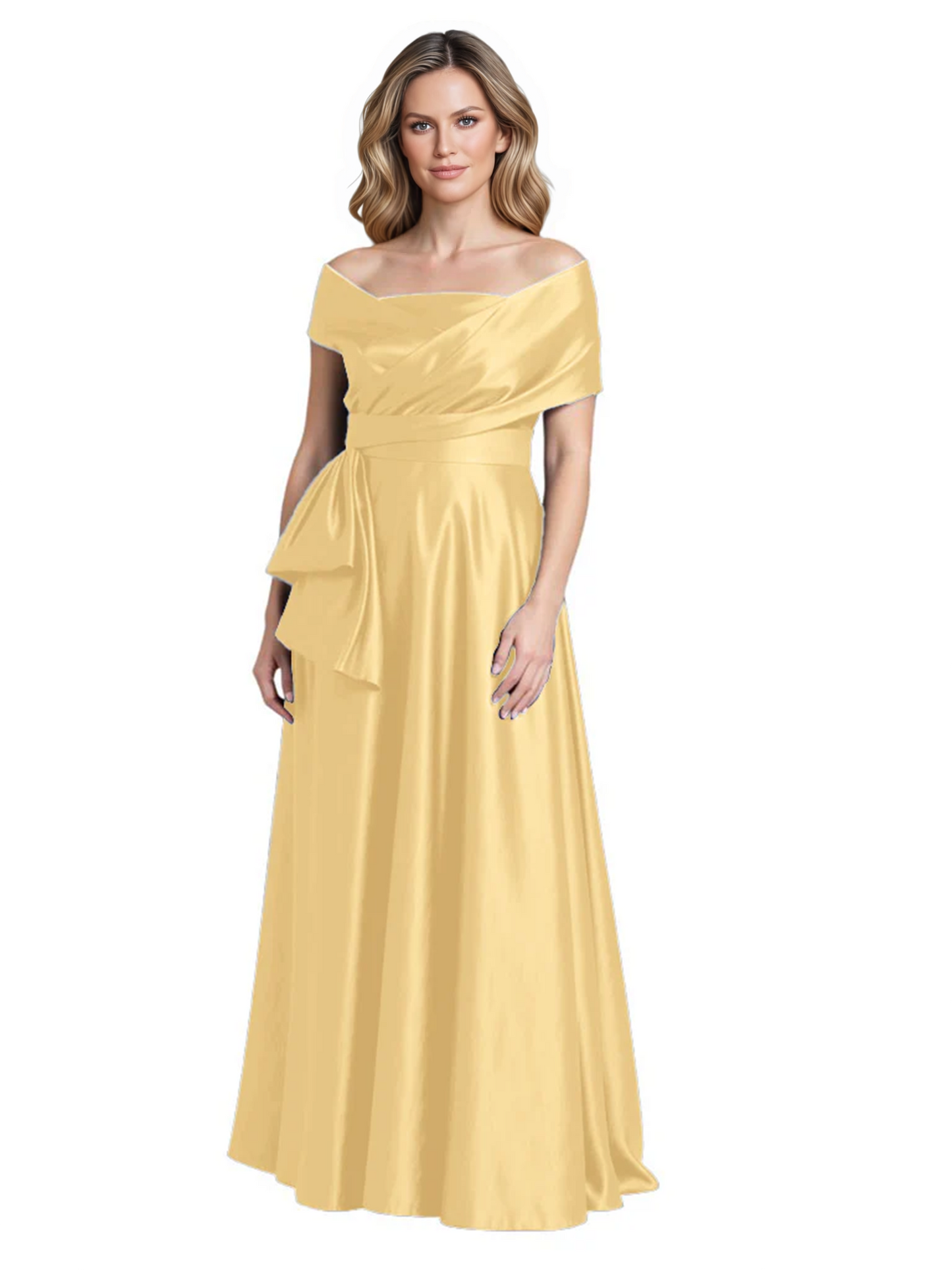 Formal Floor-Length Mother of the Bride Gown Sleeveless Satin Maxi Dress with Drape