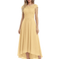 Elegant Evening Gown Trending 2026 Styles with Cap Sleeves High-Low Skirt