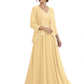 Plus Size A-line Chiffon 3/4 Sleeves Mother of the Brides Dresses Long Jacket Dress
