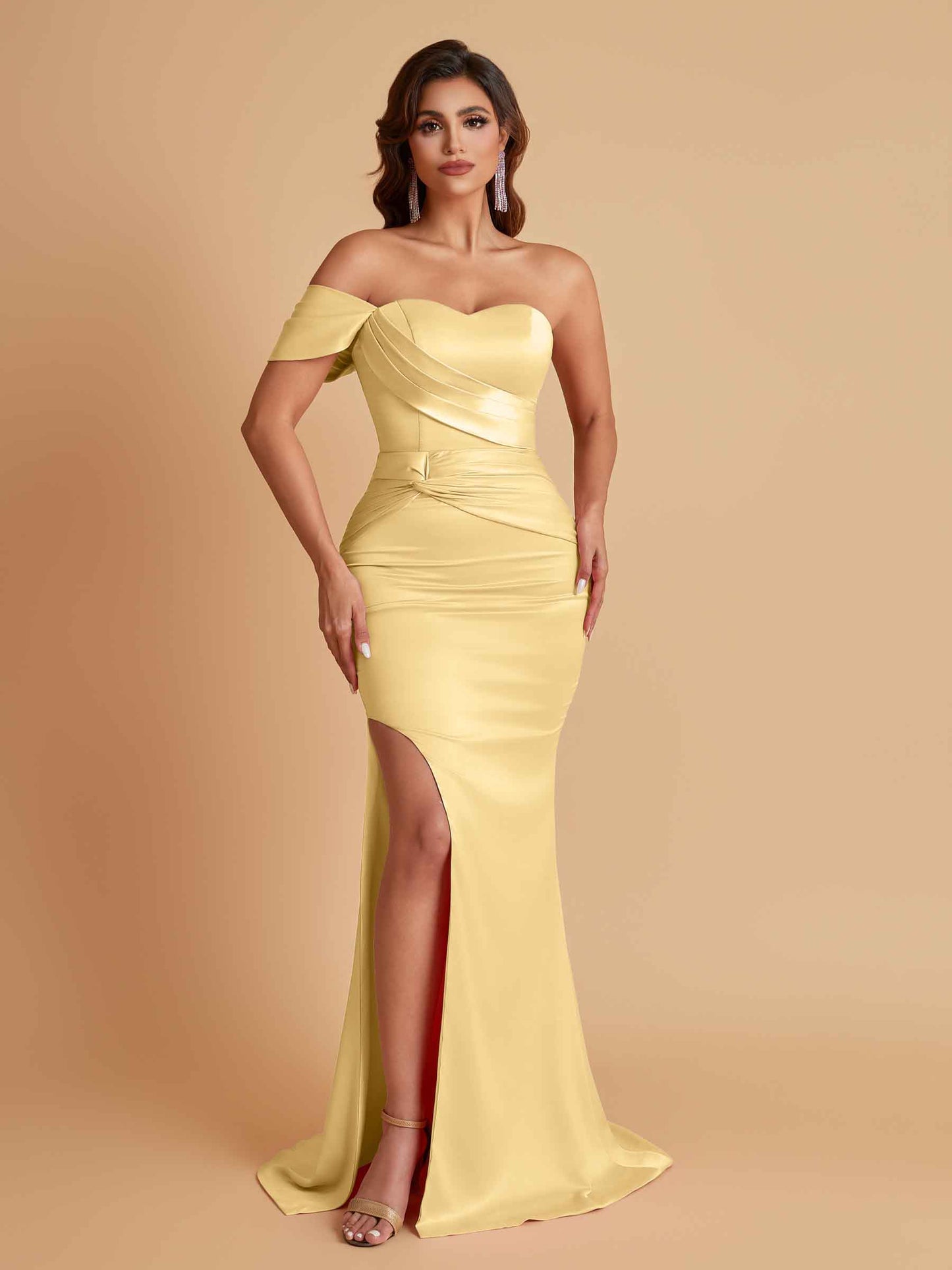 Sexy Soft Satin Mermaid One Shoulder Floor-Length Mermaid Bridesmaid Dresses