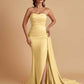 Simple Soft Satin Mermaid Strapless Floor-Length Mermaid Bridesmaid Dresses