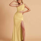 Sexy One-Shoulder Waist Cutout With High Split Floor-Length Bridesmaid Dresses