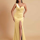 Gorgeous One Shoulder Soft Satin Side Slit Floor-Length Mermaid Bridesmaid Dresses