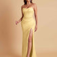 Sexy Strapless Soft Satin Side Slit Floor-Length Mermaid Bridesmaid Dresses