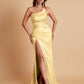 Gorgeous Strapless Soft Satin Side Slit Floor-Length Mermaid Bridesmaid Dresses